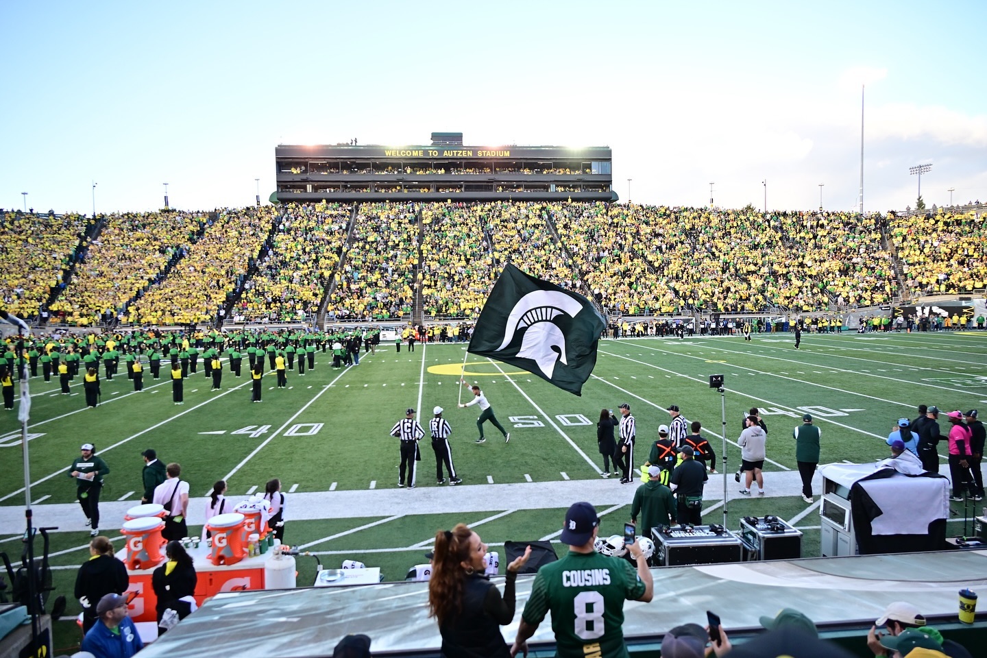While it wasn’t a great day to be a Spartan at Autzen Stadium, Pax and I enjoyed our first Ducks game with grandma and grandpa. The fans were really nice and r…