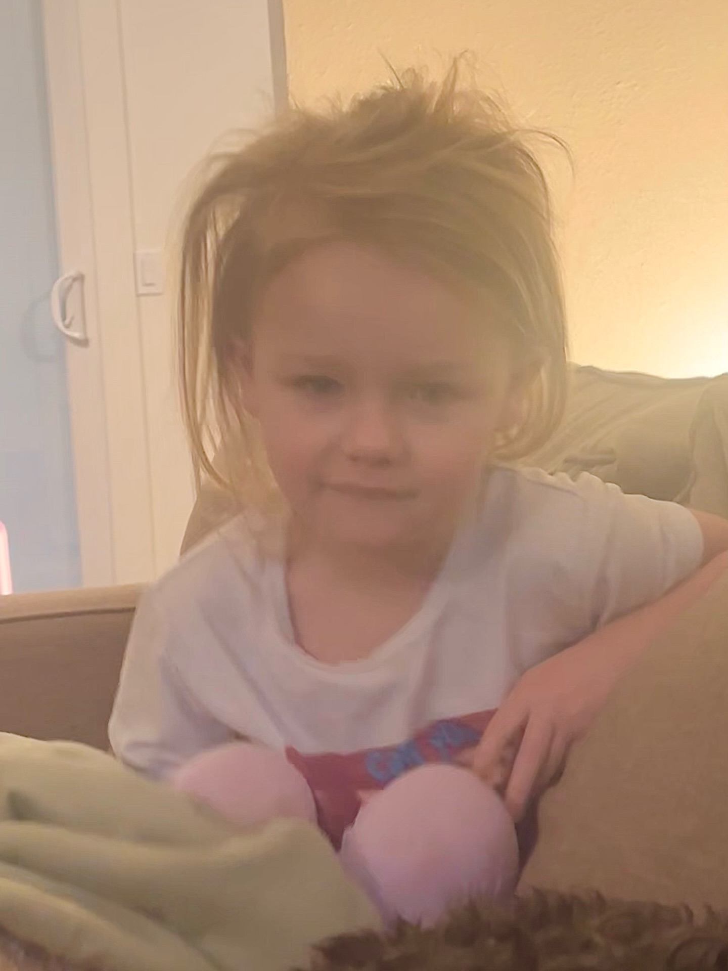 “Your hair is looking pretty cool today, Annie.” “Can you brush it, daddy?” “Of course.” “Can we get a picture together, daddy?” “I’d love to.”